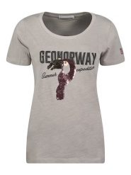 Geographical Norway Koszulka "Jeverything" w kolorze szarym rozmiar: XL. Szare bluzki damskie Geographical Norway, xl, bez wzorów, z bawełny, bez kołnierzyka, bez ramiączek. Za 57.06 zł.
