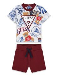 Guess Komplet t-shirt i spodenki I6RG08 K8HM4 Niebieski Regular Fit. Niebieskie spodnie niemowlęce Guess, z aplikacjami, z bawełny, bez kołnierzyka, bez ramiączek. Za 159.99 zł.