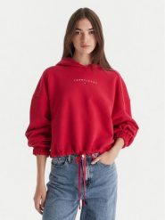 Tommy Jeans Bluza Bling Linear DW0DW21607 Czerwony Regular Fit. Czerwone bluzy damskie Tommy Jeans, xl, bez wzorów, z bawełny, bez kaptura. Za 469.99 zł.