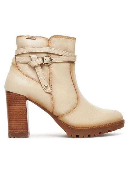 Pikolinos Botki W7M-8806 Beżowy. Brązowe botki damskie Pikolinos, ze skóry, bez obcasa, na słupku, bez zapięcia. Za 619.99 zł.