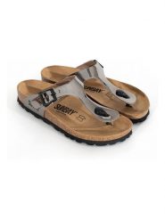 Sunbay Japonki "Camelia" w kolorze srebrnym rozmiar: 40. Szare klapki damskie Sunbay, bez wzorów, z otwartym noskiem, bez obcasa, bez zapięcia. Za 126.99 zł.