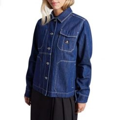 Kurtka CONVERSE DENIM WORK COAT Niebieski. Niebieskie kurtki damskie Converse, bez wzorów, z denimu, bez kaptura. Za 368.99 zł.