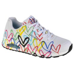Buty sportowe Sneakersy damskie, Skechers Uno-Spread The Love. Białe obuwie sportowe casual damskie Skechers, z gumy, bez zapięcia. Za 379.99 zł.