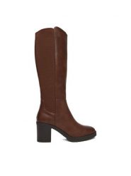 Clara Barson Kozaki CEO-HL0189101-B08 Brązowy. Brązowe kozaki damskie Clara Barson, z materiału, bez obcasa, na słupku, bez zapięcia. Za 229.99 zł.