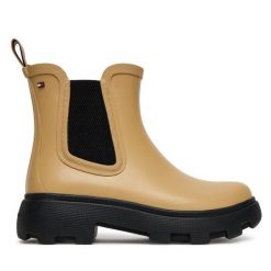 Kalosze Tommy Hilfiger. Brązowe kalosze damskie Tommy Hilfiger, bez wzorów. Za 279.99 zł.