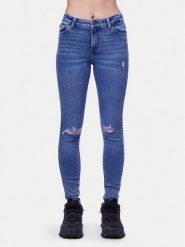 Pieces Jeansy Dana 17148021 Niebieski Skinny Fit. Niebieskie rurki damskie Pieces, bez wzorów, z bawełny. Za 89.99 zł.