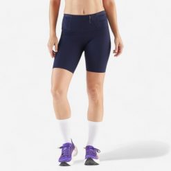Legginsy do biegania krótkie damskie Kiprun Run 900 Light. Niebieskie legginsy damskie KIPRUN, l, bez wzorów, z elastanu. Za 99.99 zł.