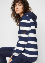 Bluza z kapturem z czystej bawełny. Niebieskie bluzy damskie bonprix, bez wzorów, z bawełny, z kapturem. Za 147.99 zł.