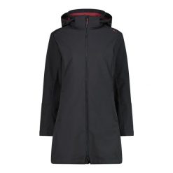 Kurtka parka z kapturem, zapinana na zamek dla kobiet CMP. Czarne parki damskie CMP, z softshellu, z kapturem. Za 514.50 zł.