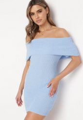 Jasnoniebieska Elastyczna Sukienka Mini Hiszpanka o Taliowanym Kroju Arivens. Niebieskie sukienki damskie Born2be, bez wzorów, bez ramiączek. Za 129.99 zł.