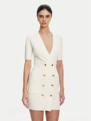 Elisabetta Franchi Sukienka dzianinowa AM-66S-51E2 Biały Regular Fit. Białe sukienki damskie Elisabetta Franchi, bez wzorów, z dzianiny, bez ramiączek. Za 2,069.00 zł.