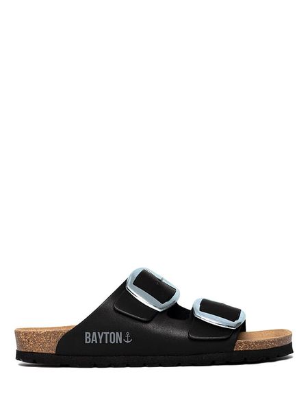 BAYTON Klapki "Alicante" w kolorze czarnym rozmiar: 39. Czarne klapki damskie Bayton, bez wzorów, z otwartym noskiem, bez obcasa, bez zapięcia. Za 159.95 zł.