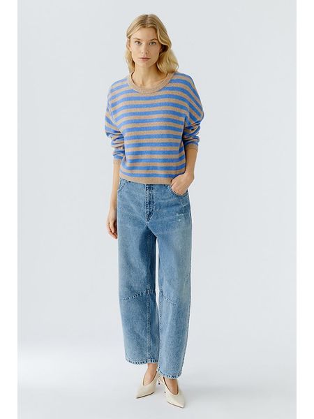 Oui Sweter w kolorze karmelowo-niebieskim rozmiar: 40. Brązowe swetry klasyczne damskie Oui, z wełny, bez kołnierzyka. Za 300.92 zł.