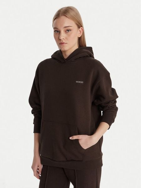 Guess Bluza V6RQ14 K9V31 Brązowy Regular Fit. Brązowe bluzy damskie Guess, xl, z aplikacjami, z bawełny, bez kaptura. Za 227.99 zł.