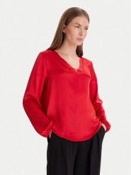 Maryley Bluzka 25IB824/18MA Czerwony Regular Fit. Czerwone bluzki damskie Maryley, m, bez wzorów, z wiskozy, bez kołnierzyka, bez ramiączek. Za 149.99 zł.