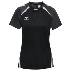 Damska koszulka polo Hummel Lead 2.0. Czarne koszulki damskie Hummel, bez wzorów, bez kołnierzyka, bez ramiączek. Za 180.00 zł.