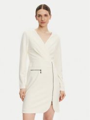 DKNY Sukienka koktajlowa DD4JI62A Écru Slim Fit. Sukienki damskie DKNY, bez wzorów, z syntetyku, wizytowe, bez ramiączek. Za 409.99 zł.