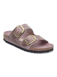 Birkenstock Skórzane klapki "Arizona" w kolorze fioletowym rozmiar: 41. Różowe klapki damskie Birkenstock, bez wzorów, z otwartym noskiem, bez obcasa, bez zapięcia. Za 592.99 zł.