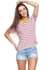 MUSTANG T SHIRT DAMSKI Alina Stripe Tee 1009421 11721. Białe t-shirty damskie Mustang, s, bez wzorów, bez kołnierzyka. W wyprzedaży za 39.99 zł.