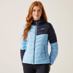 Kurtka turystyczna damska Hooded Hillpack II pikowana. Niebieskie kurtki damskie Regatta, bez wzorów, bez kaptura. Za 129.99 zł.