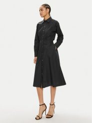 KARL LAGERFELD Sukienka koszulowa 245W1303 Czarny Regular Fit. Czarne sukienki damskie KARL LAGERFELD, bez wzorów, z bawełny, bez ramiączek. Za 1,299.00 zł.