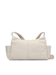 Calvin Klein Torebka Pockets Monologo Crossbody LV04F3687G Kremowy. Białe torebki klasyczne damskie Calvin Klein, ze skóry, bez dodatków. Za 409.99 zł.