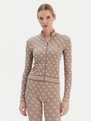 Guess Bluza V5BP08 K2000 Brązowy Slim Fit. Brązowe bluzy damskie Guess, s, z aplikacjami, z syntetyku, bez kaptura. Za 239.99 zł.