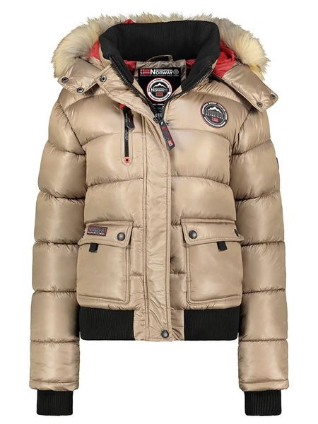 Geographical Norway Kurtka zimowa "Bugs" w kolorze beżowym rozmiar: XL. Brązowe kurtki damskie Geographical Norway, na zimę, xl, bez wzorów, prążkowane, bez kaptura. Za 301.64 zł.