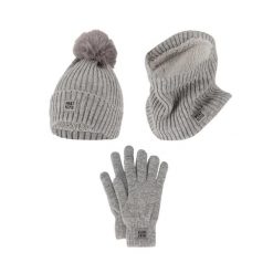 Zestaw Damski Rękawiczki/Czapka/Chusta. Szare chusty damskie HEAT KEEPER, bez wzorów, z materiału. W wyprzedaży za 224.60 zł.
