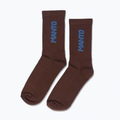 Skarpety MANTO Logotype 23. Brązowe skarpetki damskie MANTO, bez wzorów, z bawełny. Za 45.99 zł.