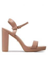 DeeZee Sandały KL-F3613-2 Beżowy. Brązowe sandały damskie DeeZee, bez wzorów, ze skóry, bez obcasa, na słupku, bez zapięcia. Za 125.99 zł.