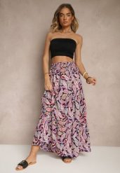 Fioletowa Spódnica Rozkloszowana High Waist z Motywem Paisley Nevolissa. Fioletowe spódnice damskie Renee, na co dzień, l, z aplikacjami, maxi. Za 44.99 zł.