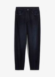 Dżinsy Barrel high waist, z wygodnym paskiem. Niebieskie jeansy damskie bonprix, z podwyższonym stanem. Za 154.99 zł.
