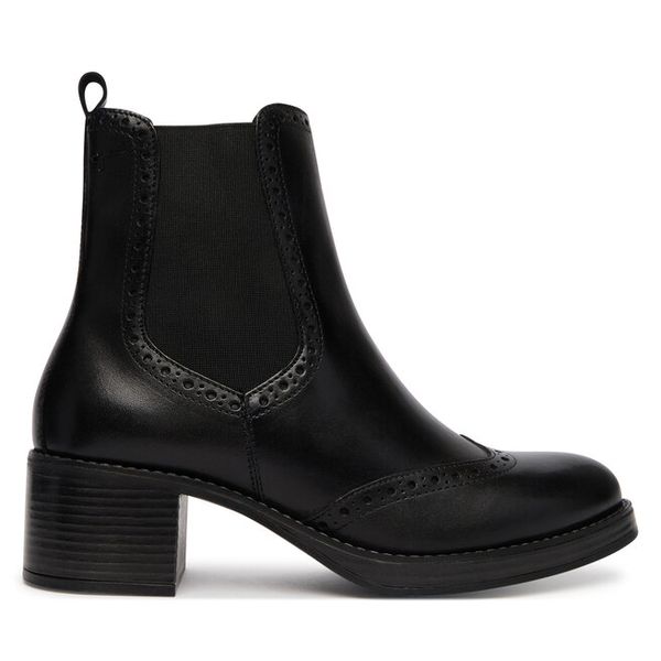 Botki Tamaris. Czarne botki damskie Tamaris, bez obcasa, na słupku, bez zapięcia. Za 469.99 zł.