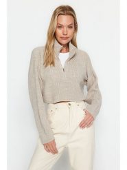 Trendyol Sweter w kolorze beżowym rozmiar: S. Brązowe swetry klasyczne damskie Trendyol, s, bez kołnierzyka. Za 73.99 zł.