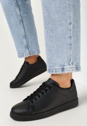 Czarne Sneakersy na Płaskiej Podeszwie z Okrągłym Noskiem Tamiaha. Czarne obuwie sportowe damskie Born2be, bez zapięcia. Za 49.99 zł.