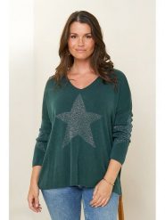 Curvy Lady Sweter w kolorze ciemnozielonym rozmiar: 48/50. Zielone swetry klasyczne damskie Curvy Lady, bez kołnierzyka. Za 177.10 zł.