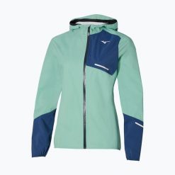 Kurtka do biegania damska Mizuno Waterproof 20K ER. Zielone kurtki damskie Mizuno, bez wzorów, bez kaptura. Za 459.99 zł.