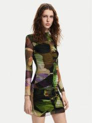 Desigual Sukienka codzienna Camouflage Lacroix 24WWVK36 Zielony Slim Fit. Zielone sukienki damskie Desigual, bez wzorów, z syntetyku, bez ramiączek. Za 239.99 zł.