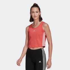 Koszulka bez rękawów damska Adidas Gym & Pilates. Brązowe koszulki damskie Adidas, l, bez wzorów, z bawełny, bez kołnierzyka, bez ramiączek. Za 79.99 zł.