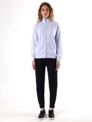 Bluza z bawełna z zamek błyskawiczny na trening. Fioletowe bluzy damskie LEONE 1947 APPAREL, m, bez wzorów, z bawełny, bez kaptura. Za 210.46 zł.
