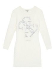 Guess Sukienka dzianinowa J5BK08 Z0720 Écru Regular Fit. Sukienki dziewczęce Guess, z aplikacjami, z dzianiny, bez ramiączek, proste. Za 199.99 zł.
