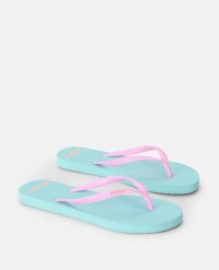 Japonki damskie Rip Curl Bondi Bloom. Niebieskie klapki damskie Rip Curl, bez wzorów, z materiału, bez obcasa, bez zapięcia. Za 69.99 zł.