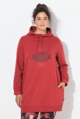 Damskie Długa bluza z kapturem oversize kaptur długi rękaw. Czerwone bluzy damskie Ulla Popken, plus size, bez wzorów, z bawełny, z kapturem. Za 239.99 zł.