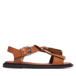 Sandały Weekend Max Mara. Brązowe sandały damskie Weekend Max Mara, bez wzorów, bez obcasa, na płaskiej podeszwie, bez zapięcia. Za 1,569.00 zł.