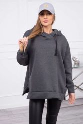 Bluza ocieplana z suwakiem na boku grafitowa. Szare bluzy damskie KESI, l, bez wzorów, z bawełny, bez kaptura. Za 250.94 zł.