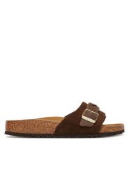 Birkenstock Klapki Oita Braided 1031734 Brązowy. Brązowe klapki damskie Birkenstock, bez wzorów, ze skóry, bez obcasa, bez zapięcia. Za 579.99 zł.