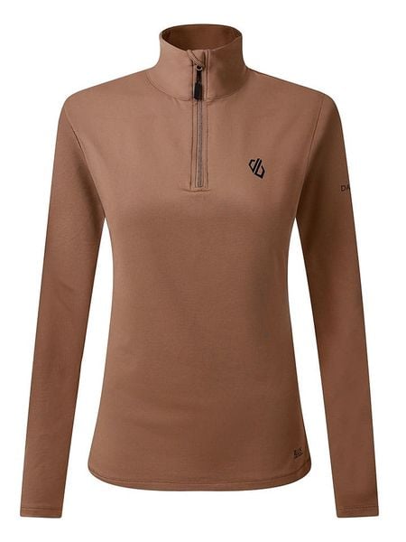 Dare 2b Koszulka narciarska "Lowline II" w kolorze jasnobrązowym rozmiar: 36. Brązowe koszulki damskie Dare 2b, bez wzorów, z materiału, bez kołnierzyka, bez ramiączek. Za 91.56 zł.