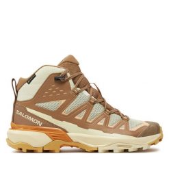 Trekkingi Salomon. Brązowe obuwie trekkingowe damskie Salomon, z gore-texu, bez zapięcia. Za 659.99 zł.