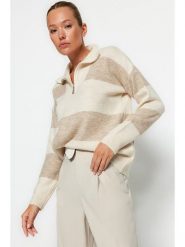 Trendyol Sweter w kolorze beżowo-jasnobrązowym rozmiar: M. Brązowe swetry klasyczne damskie Trendyol, m, bez kołnierzyka. Za 78.99 zł.